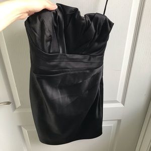 Express satin mini dress, structured pleated top